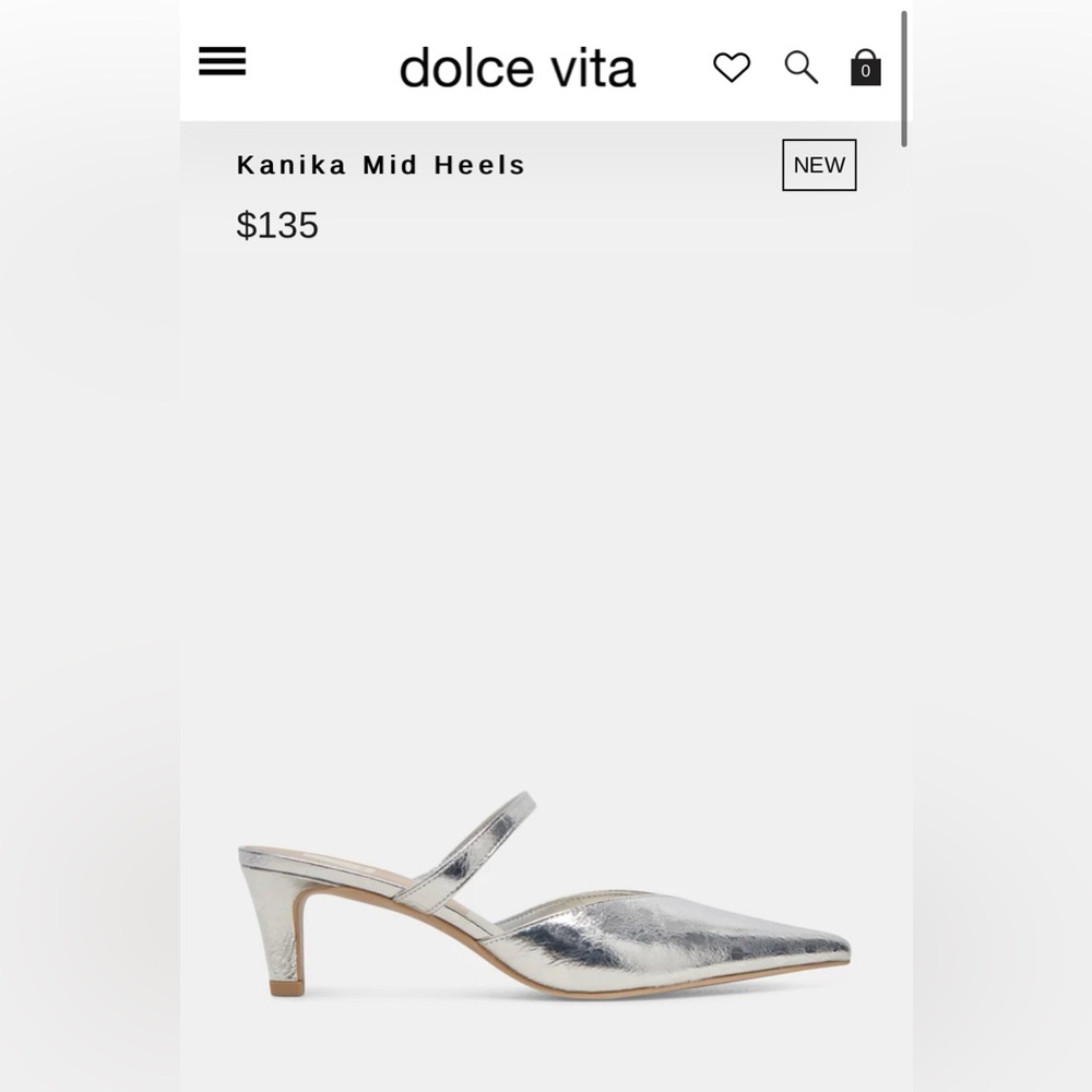 NEW IN BOX Dolce Vita KANIKA Mid Heels, Silver, Size 9.5, 2.3” heel
